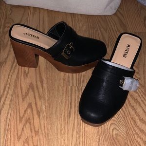 Black buckle heels